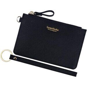 Women Slim RFID Card Case Holder Wristlet Zip ID Case Wallet Small Leather Walle